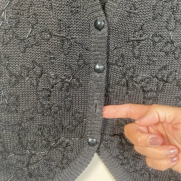 Bryn Connelly 90s Vintage Cotton Beaded Sweater Vest Cardigan Button Down Size S - Picture 5 of 13